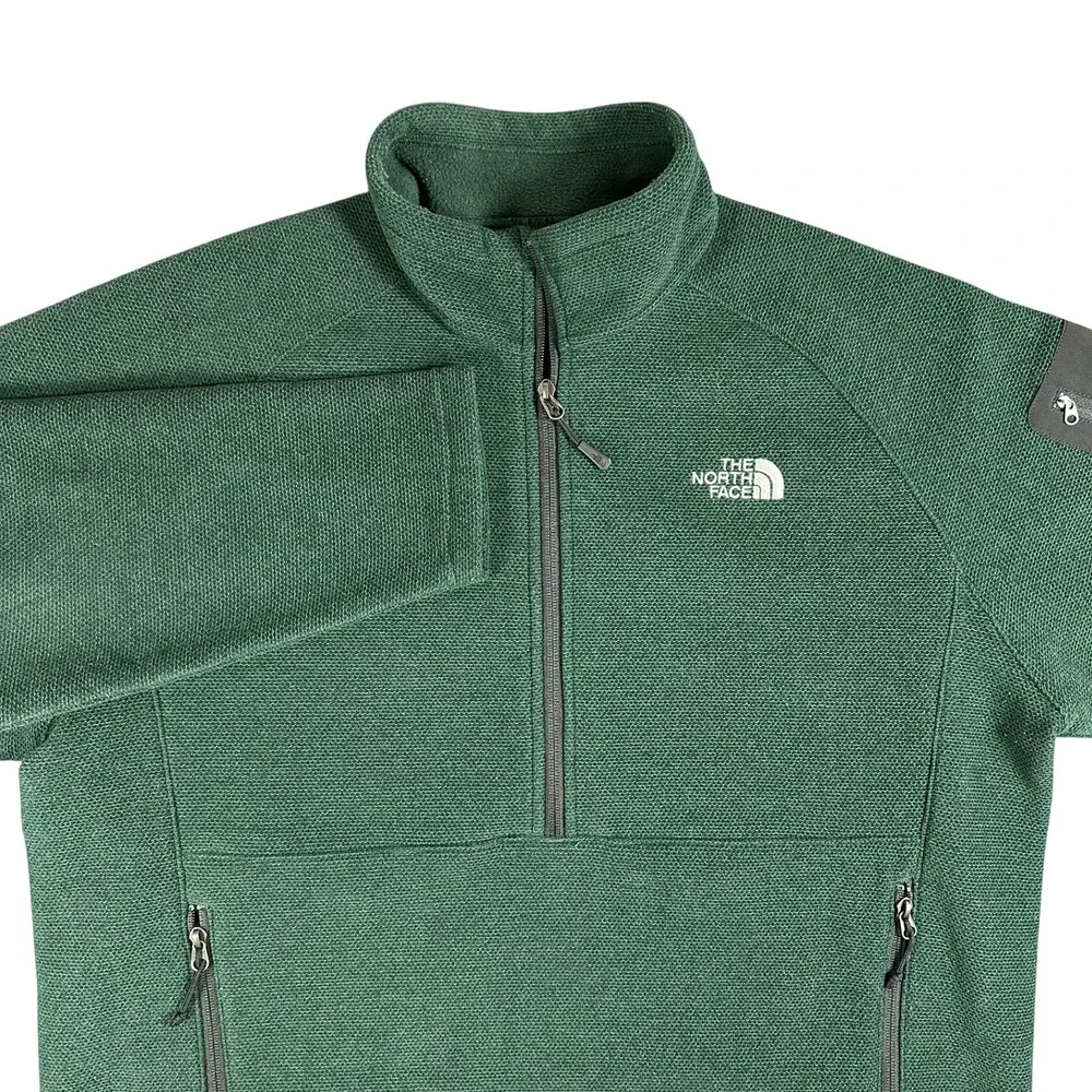 The North Face Green Textured Fleece 1/2 Zip‎ Pullover Men's XL Jacket Polartec